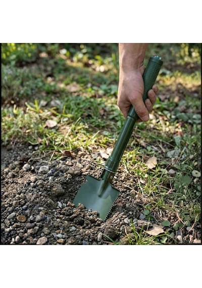 Kiwi Garden Kgms-701 Çok Amaçlı Katlanır Kürek Kamp Bahçe Kullanımı Kaymaz Sap Çok Renkli