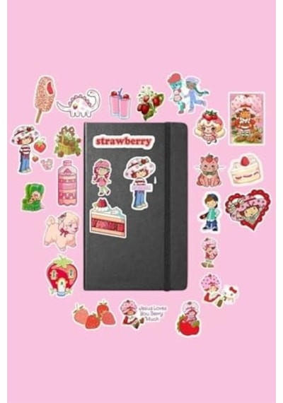 Çilek Kız Sticker Paketi/bullet Journal Defter Çıkartma Ajanda Laptop Etiket Abanoz