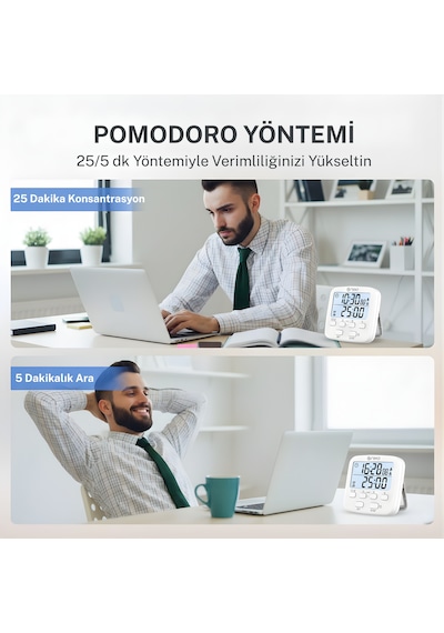 NPO NPT19 Çift Sayaçlı Dijital Kronometre Pomodoro Motivasyon Saati - NPO NPT19 Çift Sayaçlı Dijital Kronometre Pomodoro Motivasyon Saati