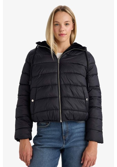 Defacto Su Geçirmez Regular Fit Kapüşonlu Suni Kürk Astarlı Mont F2145ax25wnbk27 Siyah-bk27