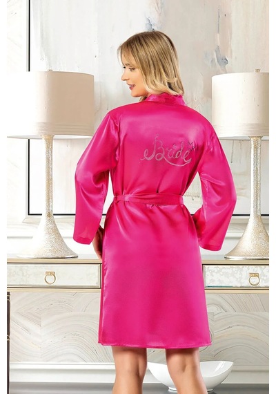 Faal 5910 Kadın Saten Bride Sabahlık-fuşya Fuşya