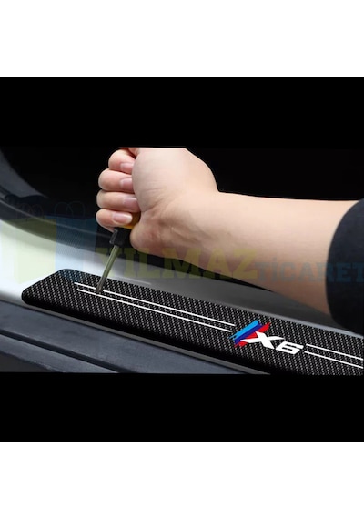 Bmw M Logo X6 Arma Karbon Kapı Eşiği Koruma Oto Sticker 4 Parça