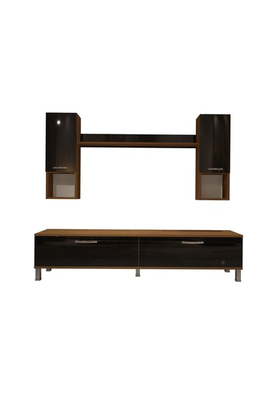Decoraktiv Eko 5da Mdf Std Krom Ayaklı Tv Ünitesi Tv Sehpası Ceviz - Siyah