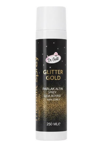 Glitter Sprey Altın Gold Boya 250 Ml Yenilebilir Simli Pasta Spreyi