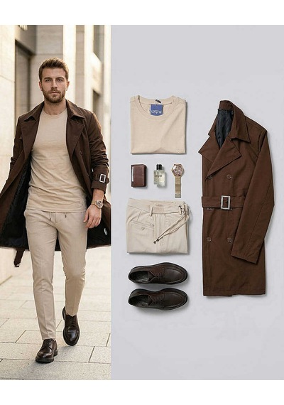 Bys Beystil Erkek Krem Jogger Penye Kumaş İpli Pantolon Mkya9