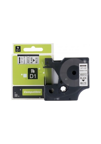 Dymo D1 Serisi Beyaz Etikete Siyah 45013 12Mmx7M