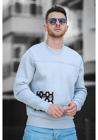 Oksit Trc 2173 Üç İplik Şardonlu Kuru Kafa Baskılı Cep Detaylı Erkek Sweatshirt 001