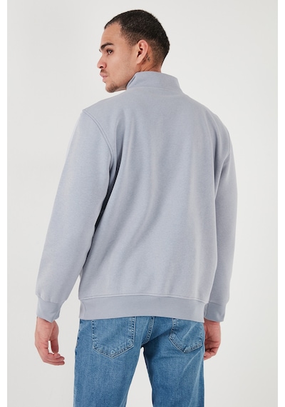 Buratti Pamuklu Regular Fit Yarım Fermuarlı Dik Yaka Erkek Sweat 59052592 Açık Gri