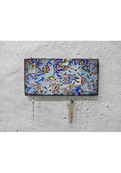 Dekoratif Ahşap Anahtarlık Askılık Çiçek Motif Döşeme