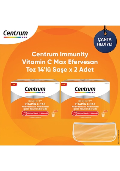 Centrum Immunity Vitamin C Max 2 x 14 Şase + Çanta