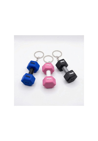 Pinkbell 3 Lü Set 3d Baskı Dumbbell Anahtarlık Mavi, Pembe, Siyah 20kg Yazılı Mini Ağırlıklar Çok Renkli