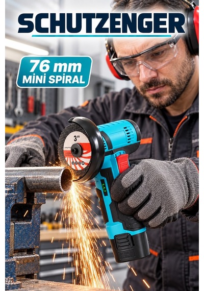 76mm Şarjlı Açılı Mini Taşlama Makinesi Bakır Sargı 4 Adet Taşlı Çift Akülü Mavi 7011