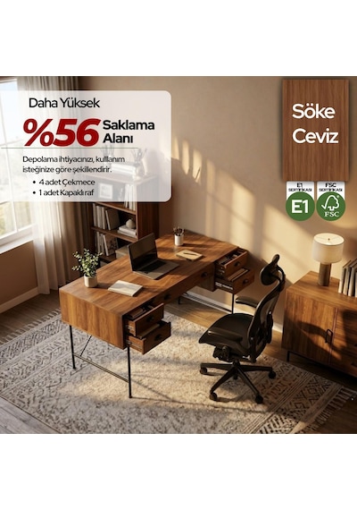 Lamont Çalışma Masası Koyu Ceviz 140x75 Cm Lamont Çalışma Masası Koyu Ceviz 140x75 Cm
