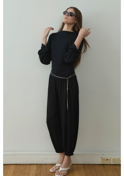 Suud Collection Siyah Sophia Yarasa Kol Bluz