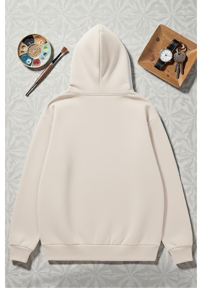 Uyguntarz Unisex Good Days Baskılı Oversize Sweatshirt Bej