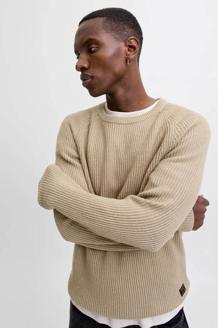 Jack & Jones Erkek Kazak 12278916 Koyu Bej Koyu Bej