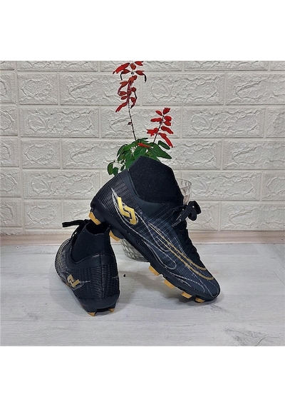 Jump 29676 Çoraplı Krampon Çimsaha Futbol Ayakkabı  Siyah - Altın