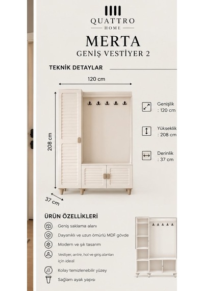 Merta Geniş Vestiyer Ahşap