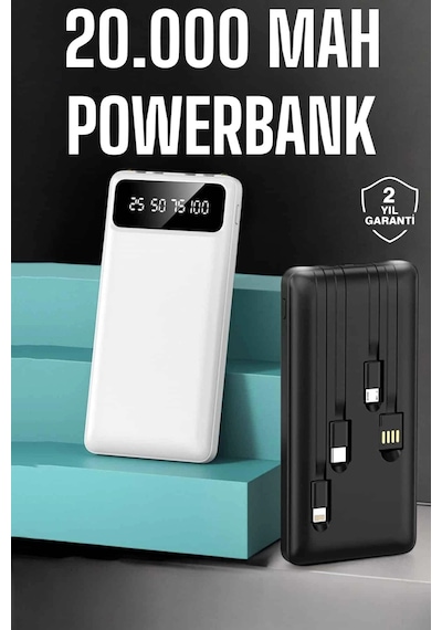 Mey İthalat Powerbank 20.000 Mah Dijital Göstergeli Lcd Ekran Uzun Pil Ömrü Çok Renkli 01898683