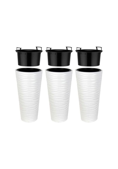 Omnipazar So-kvt1 Kumsal Vazo Saksı Takımı 5.5 Lt Beyaz 3 Adet
