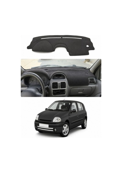 Renault - Clio 2 Ekranli 1998-2012 Uyumlu Torpido Koruma Kılıfı - Siyah Şeritli