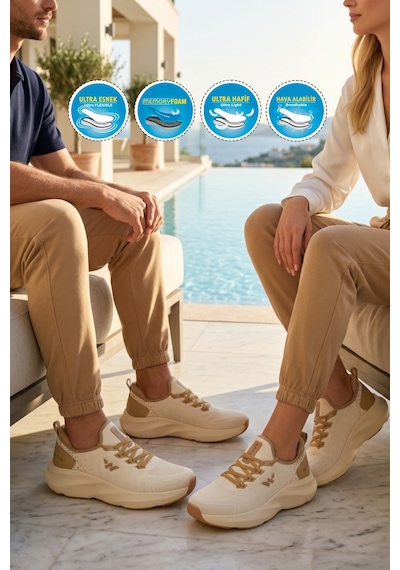 Walkway Flexnova G Bej Memory Foam Unisex Spor Ayakkabı