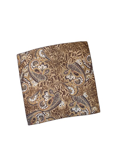Mim Eşarp Emilya Fres Krep Leopar Desenli Eşarp 90x90 Cm Kahve - Gold