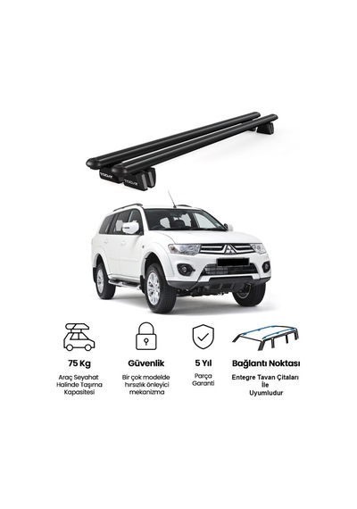 Pençe Mitsubishi Pajero 2009-2016 Uyumlu Siyah Ara Atkı 109cm Port Bagaj Tavan Barı