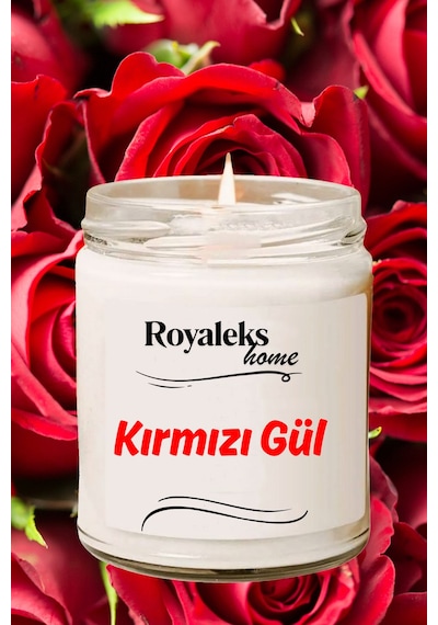 Doğal Özel Seri Kokulu Dekoratif Kavanoz Mum 210 Cc - Kırmızı Gül Esansı - Ryl Çok Renkli