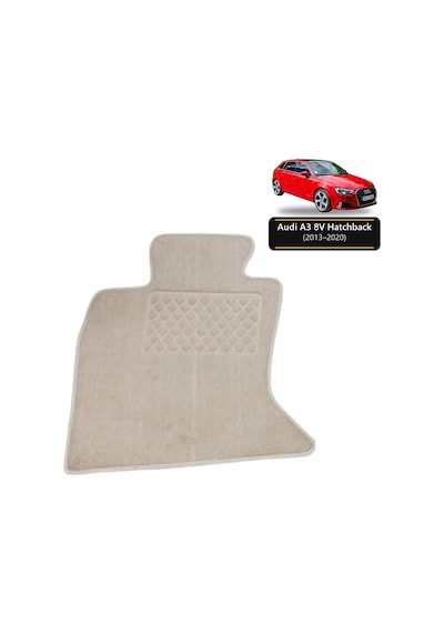 Oto Halı Paspas Seti Audi A3 8v Hatchback 2013 2020 Uyumlu - Bej Logosuz Kaymaz & Şık Tasarım