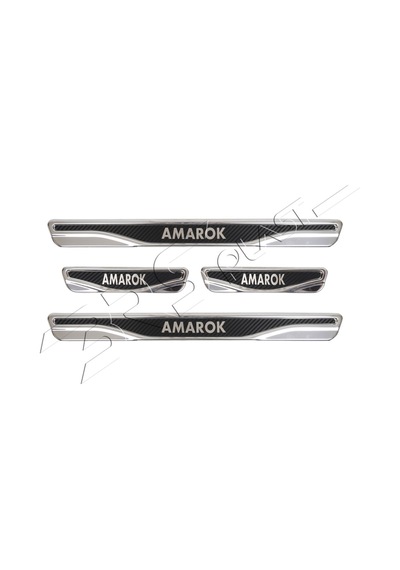Volkswagen Amarok Uyumlu Kapı Eşiği Karbon Krom 4 Parça