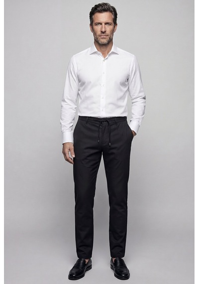 Bisse Beyaz Regular Fit Cepsiz Klasik Uzun İtalyan Yaka Saten Gömlek Gmkls252184 D01