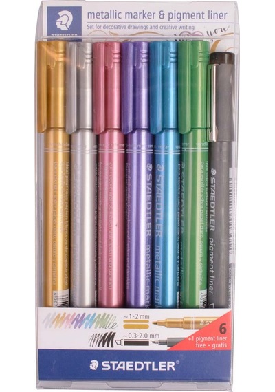 Staedtler Markör Metalik 6 Lı/pıgment Liner Siyah 8323-swp6p Çok Renkli