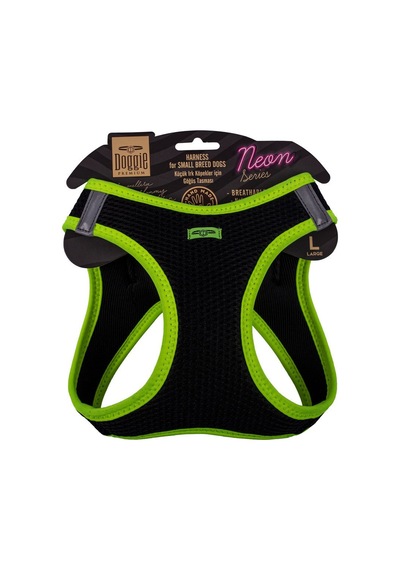 Doggie Havalı Dokuma Neon Serisi Küçük Irk Göğüs Tasması Sarı L-4 Sarı