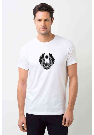 Trek Online Romulan Klingon Logo Baskılı Beyaz Erkek Tshirt