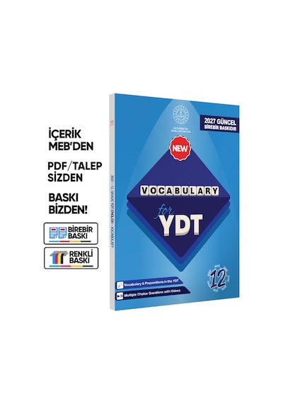 2027 YDT MEBİ İngilizce 12.Sınıf Vocabulary Kelime Bilgisi Soru Bankası Kitabı Çözümlü BASKI ÜCRETİ