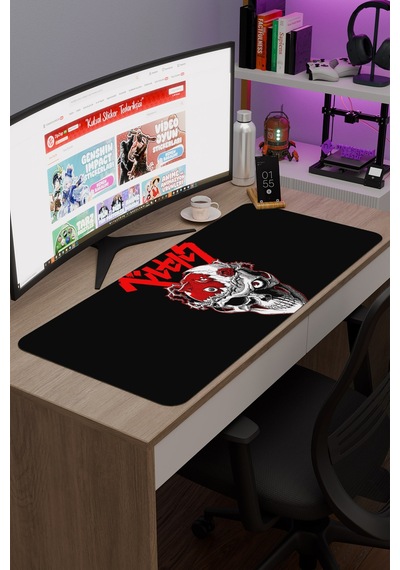 Berserk Kaymaz Dikişli Kauçuk Oyuncu Mousepad V3 - 90x40 Xxl Gaming Mouse Pad Fare Altlığı