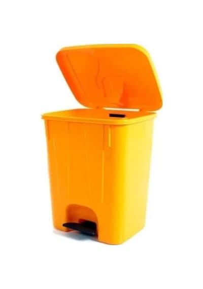 Omnipazar Sy-4255 40 Lt Köşeli Pedallı Plastik Çöp Kovası İç Kovasız Sarı