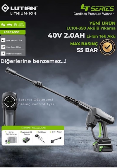 Lutian Lc101-350 Akülü Oto Yıkama 55 Bar 40v