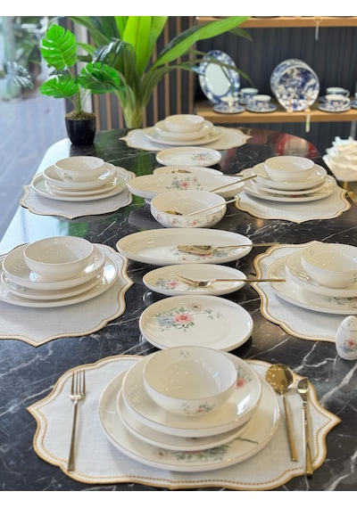 12 Kişilik 55 Parça Peta Yemek Takımı-4918 Beyaz