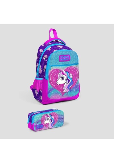 Mor Pembe Unicorn Desenli Çok Renkli