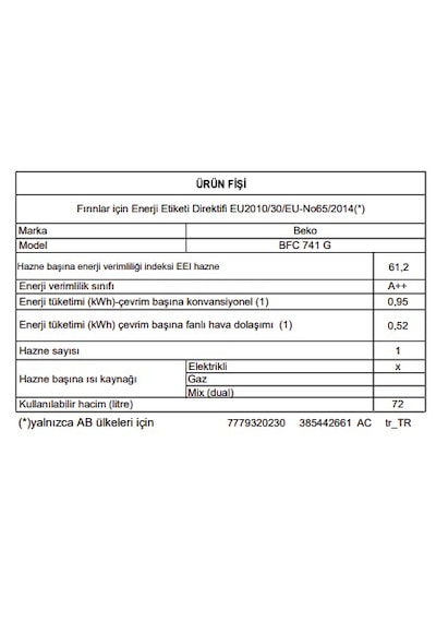 Beko BFC 741 G Beyond Serisi Ankastre Fitfry Buhar Destekli Fırın