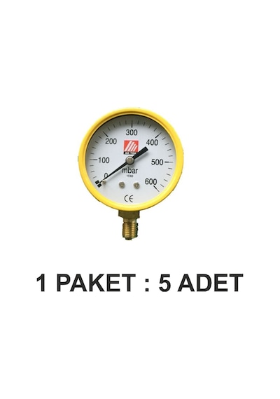 Ak Tek Manometre 63mm 0-5 Bar Yüksek Basınç Paket 5 Li