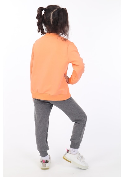 Toontoy Kids Toontoy Kız Çocuk 3lü Baskılı Eşofman Takım Oranj
