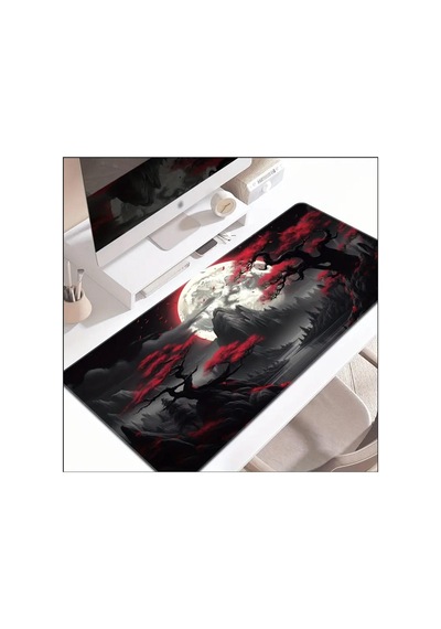 70x30 Cm Karanlık Kırmızı Ay Temalı Kaydırmaz Taban Speed Yüzey Oyuncu Mouse Pad Gaming