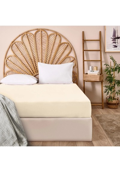 Soft Basic Çift Kişilik Lastikli Çarşaf - Ekru - 180x200 Cm Çok Renkli