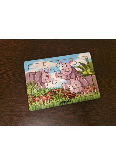 Gergedanlar 16 Parça Eğitici Ve Öğretici Ahşap Çocuk Puzzle & Yapboz Bebek Çocuk Oyuncak
