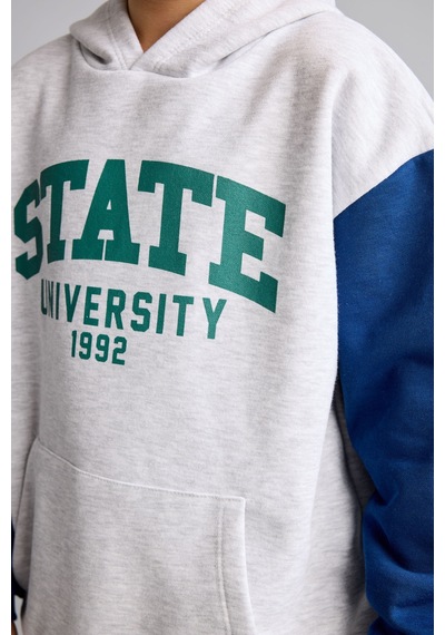 Defacto Overshırt Fıt Kapüşonlu İçi Yumuşak Tüylü Kalın Sweatshirt Erkek Çocuk I3178a826wngr400 Gri-gr400