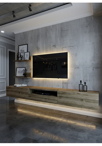 Resital Ledli Duvara Monte Tv Sehpası - Ceviz - W6019-2 Ceviz