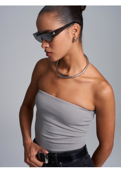 Dilvin 20659 Straplez Top-gri Gri